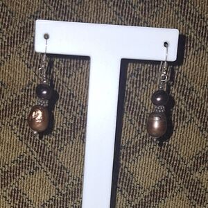LOFT Brown Pearl Drop Earrings
